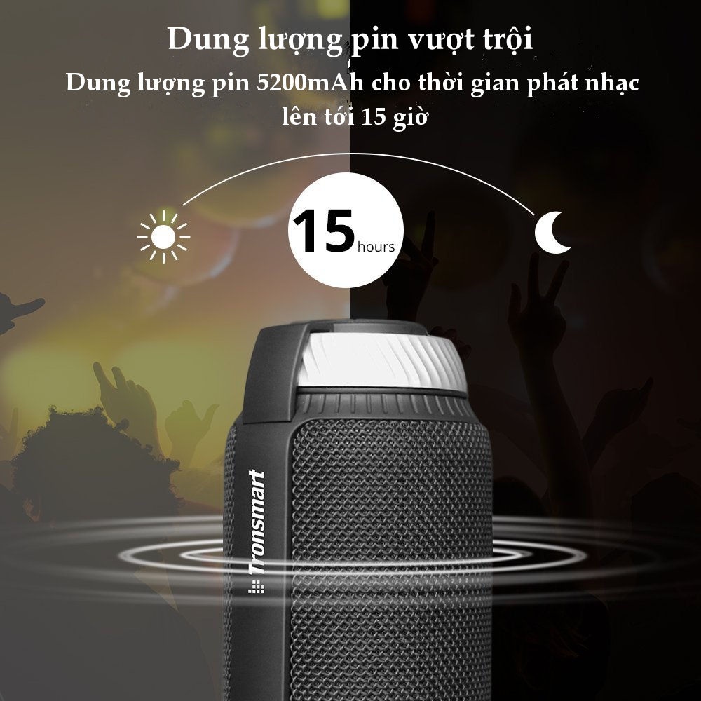 Loa di động không dây ngoài trời, âm thanh vòm 360 độ tích hợp Microphone TRONSMART Element T6 - Hàng chính hãng