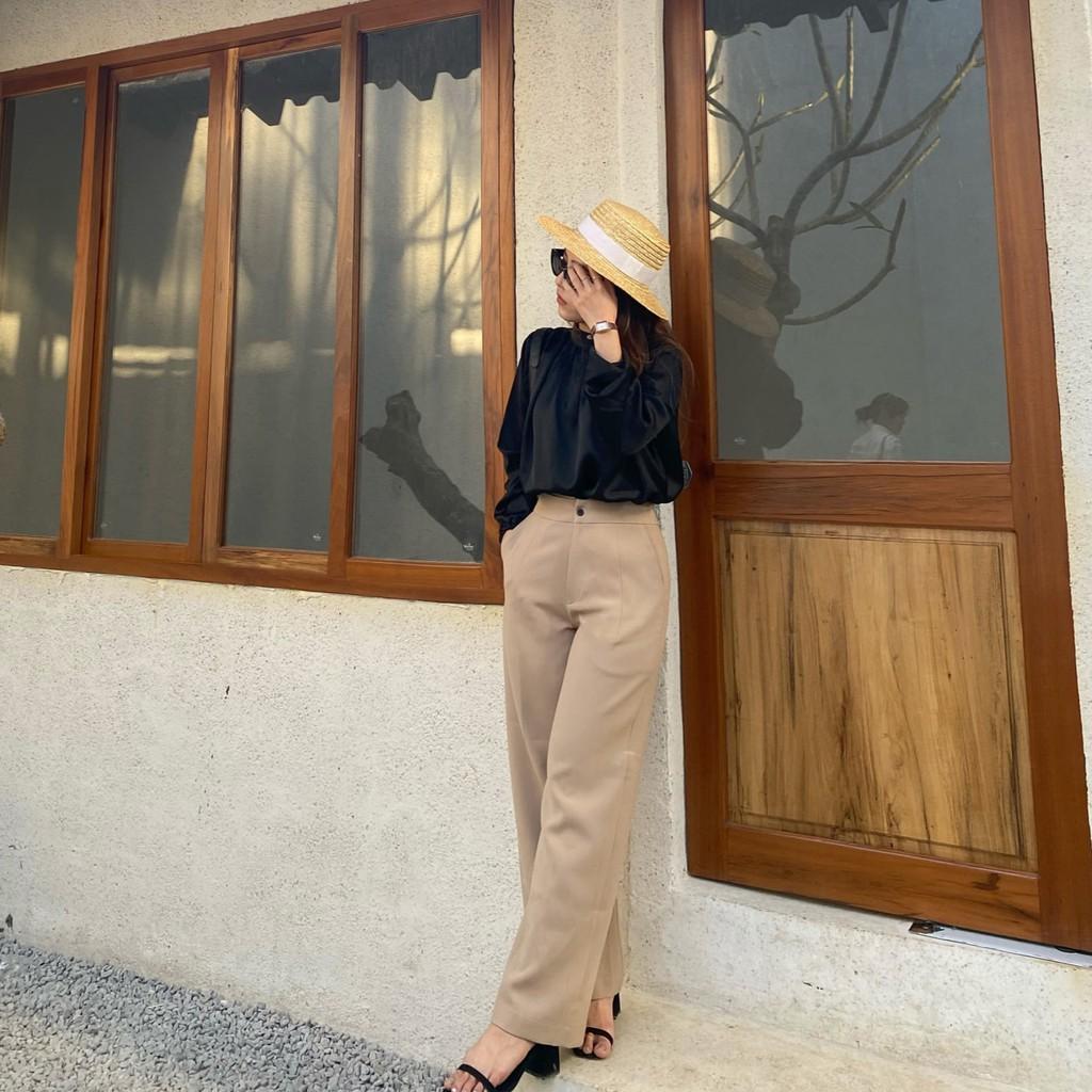 Quần ống rộng nữ suông dài light nude long culottes