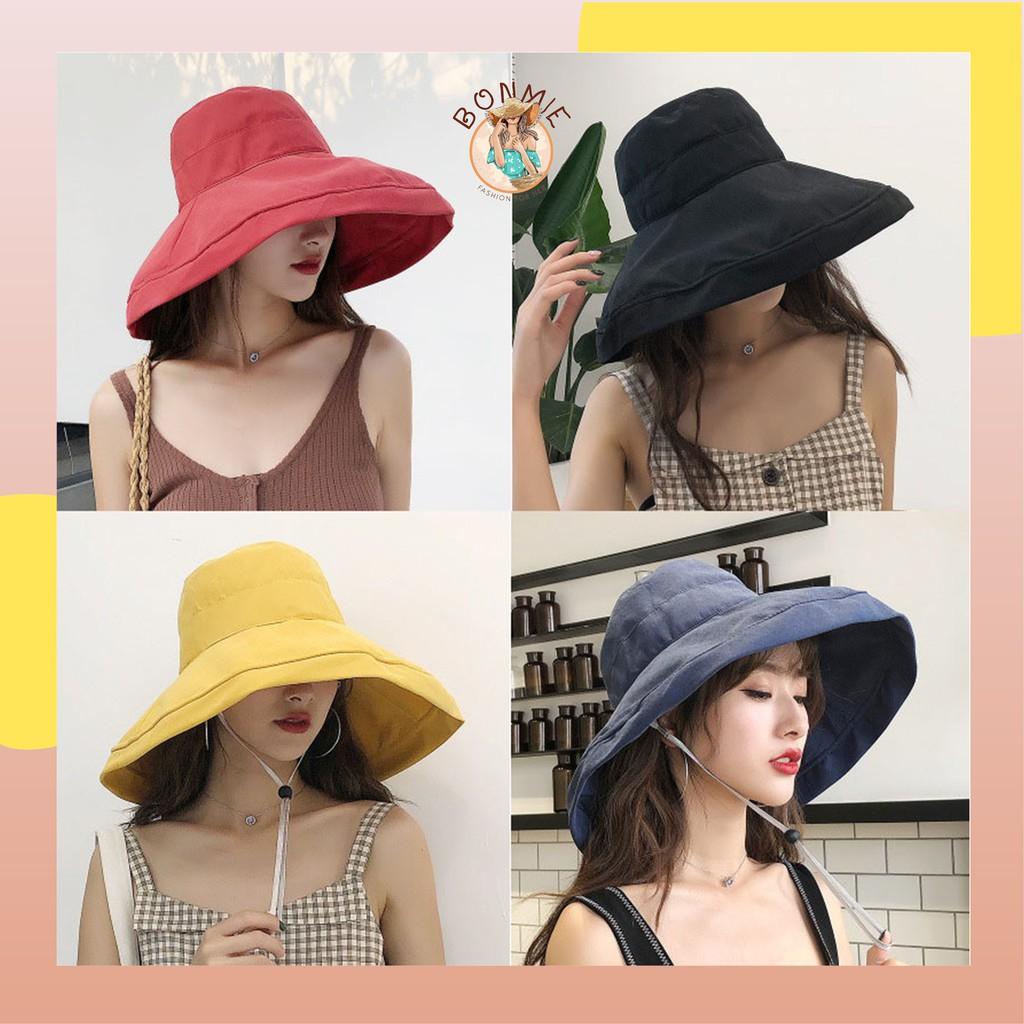 Mũ nón vải bucket trơn đen vành rộng ulzzang phong cách hàn quốc dành cho nữ; M10 - BONMIE