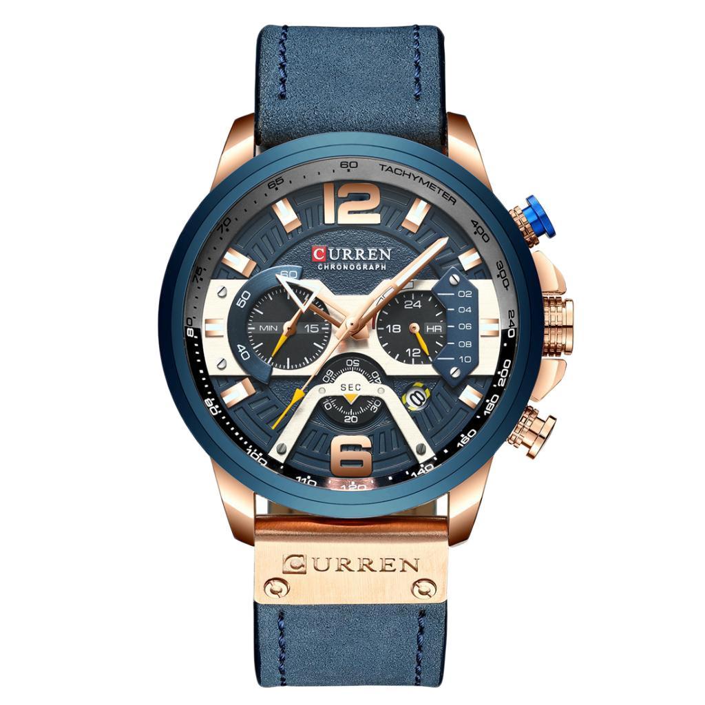 Mens  Watch Leather Chronograph Wristwatch