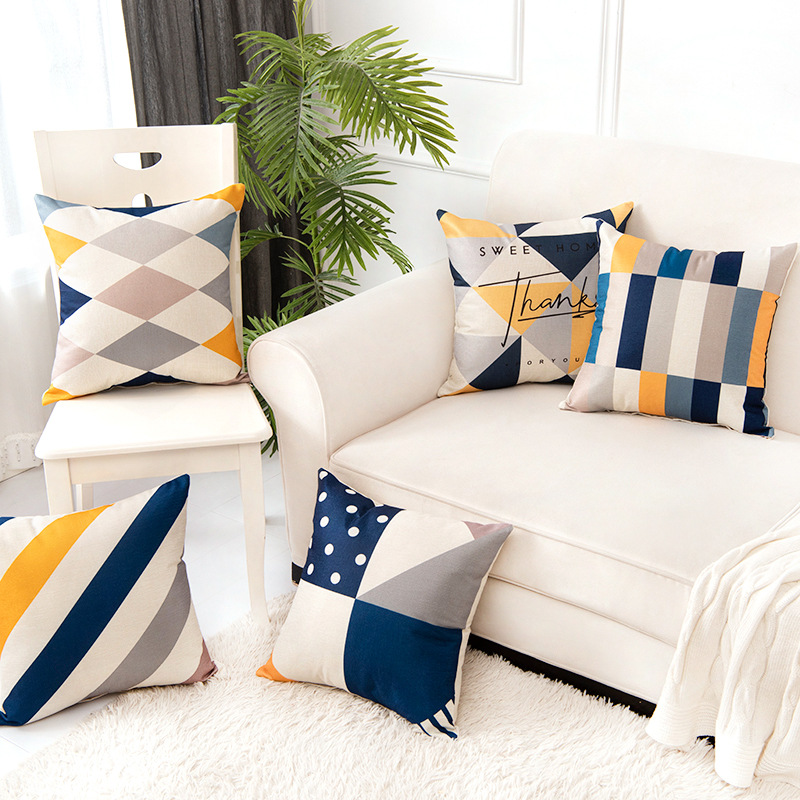 Vỏ Gối Tựa Lưng Sofa Bố Gai Họa Tiết Nhịp Điệu Thanh Nhạc