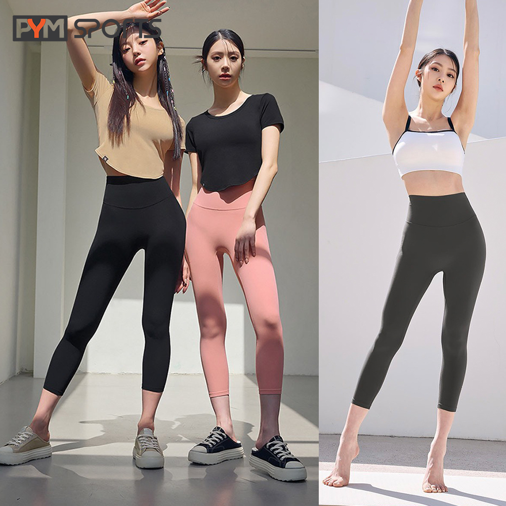 Quần legging dáng lửng trơn tập Yoga - Gym PYMSPORT - PYML045 nâng mông, lưng cạp cao