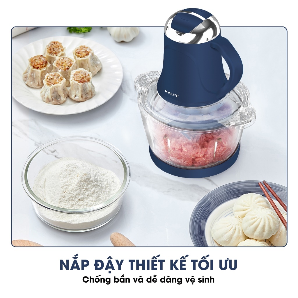 Máy Xay Thịt 2 Cối inox &amp; Thủy Tinh Kalite KM355 (Model 2024) Đa năng, 2.0L - Công Suất 300W, Kèm Dụng Cụ Bóc Tỏi- Hàng Chính Hãng
