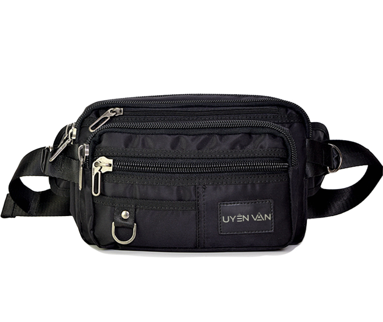 Túi đeo chéo nam nữ dạng hộp ngang màu đen trơn kích thước nhỏ gọn vải nylon chống nước 5536