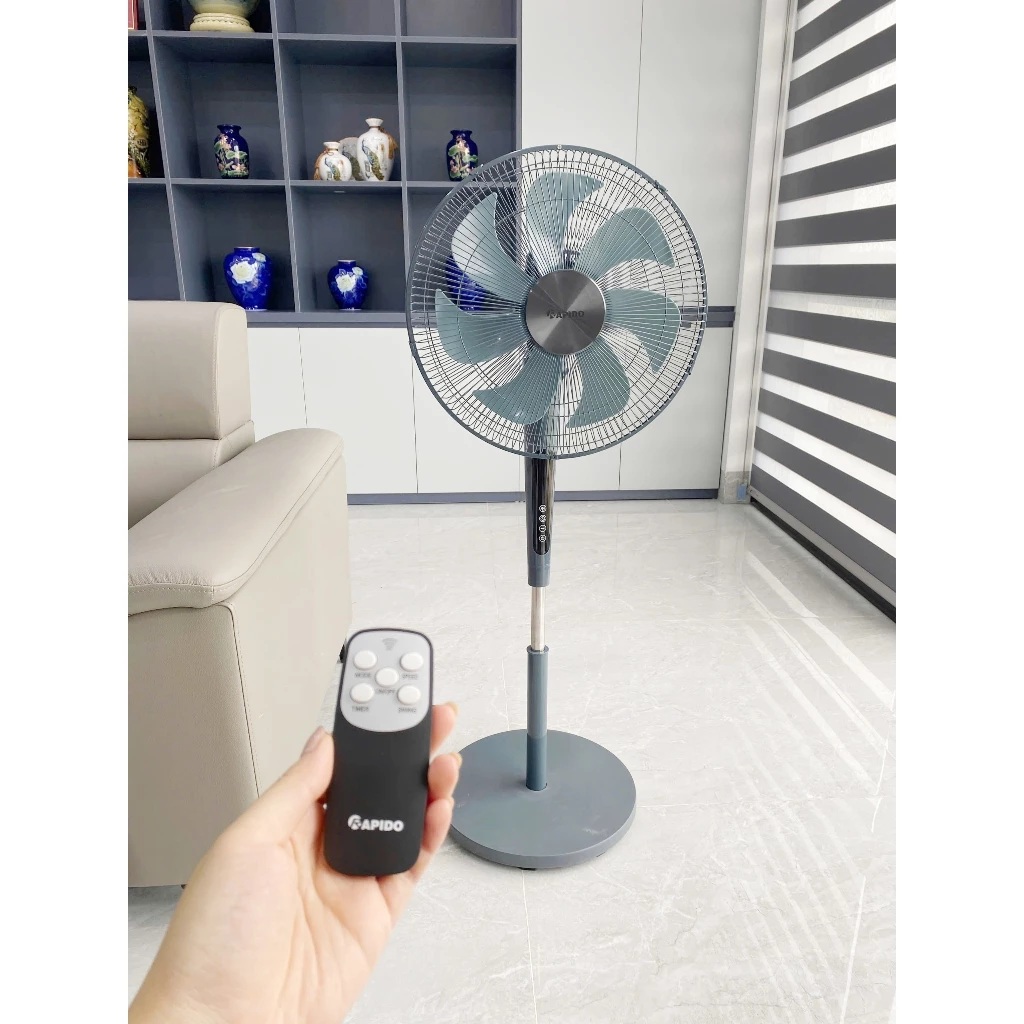 Quạt đứng Rapido RWF – 45SGD có điều khiển từ xa, hẹn giờ, công suất 55W, bảng điều khiển cảm ứng - Hàng chính hãng