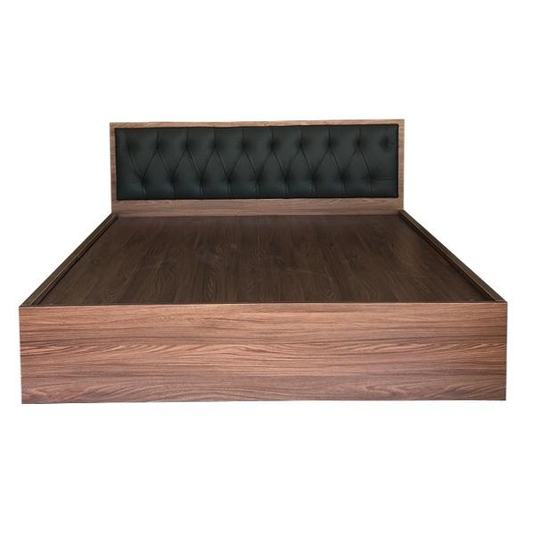 Giường Ngủ Gỗ Mdf Phủ Melamine Bọc Nệm Có Ngăn Kéo Màu Óc Chó + Trắng