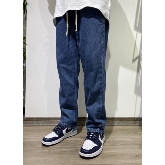 Quần Jeans Ống Rộng JC36 Xanh Đậm Trơn Lưng Thun