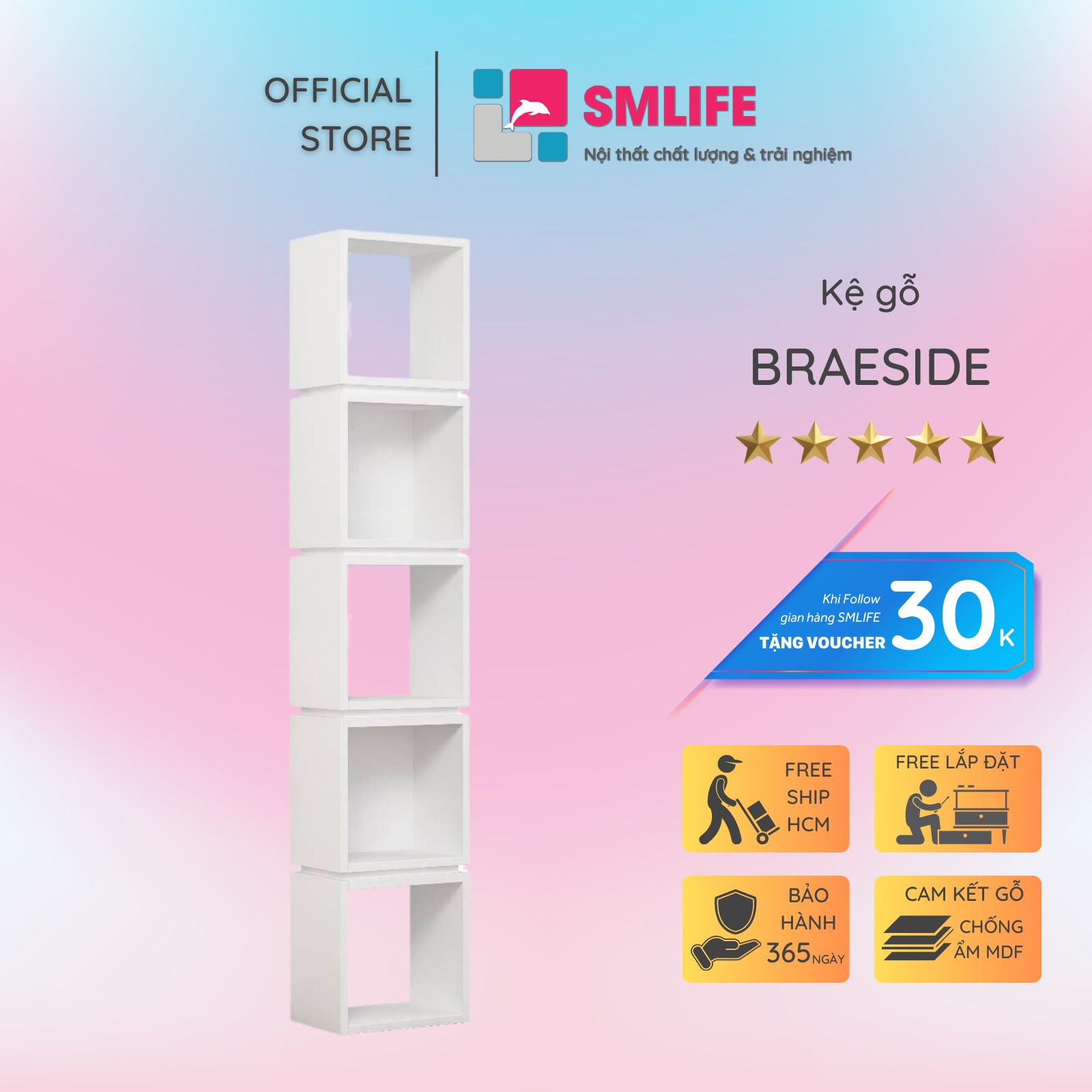 Giá sách đa ngăn tiện dụng SMLIFE Braeside