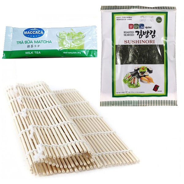 Combo Mành tre làm cơm cuộn, sushi, kimbap + Rong biển cuốn Hàn Quốc