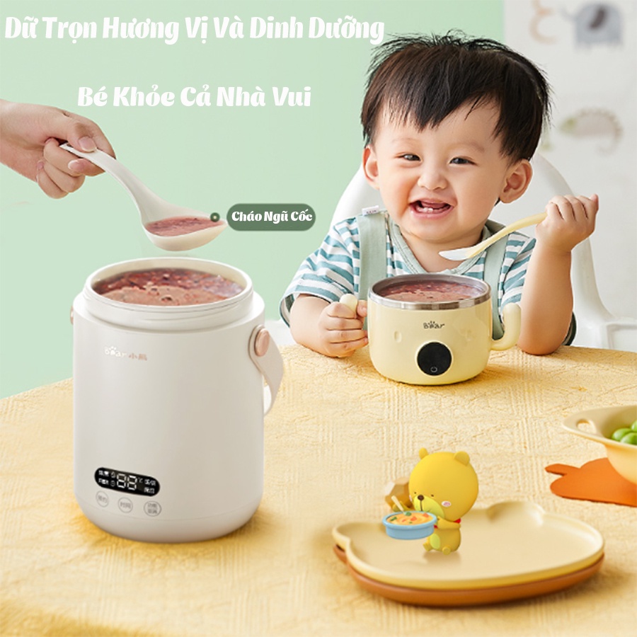 Nồi điện đa năng mini Bear DRG-P08D1, 0.8 lít, nồi điện nhỏ, nồi nấu, nồi hầm tiện lợi - Hàng Chính Hãng