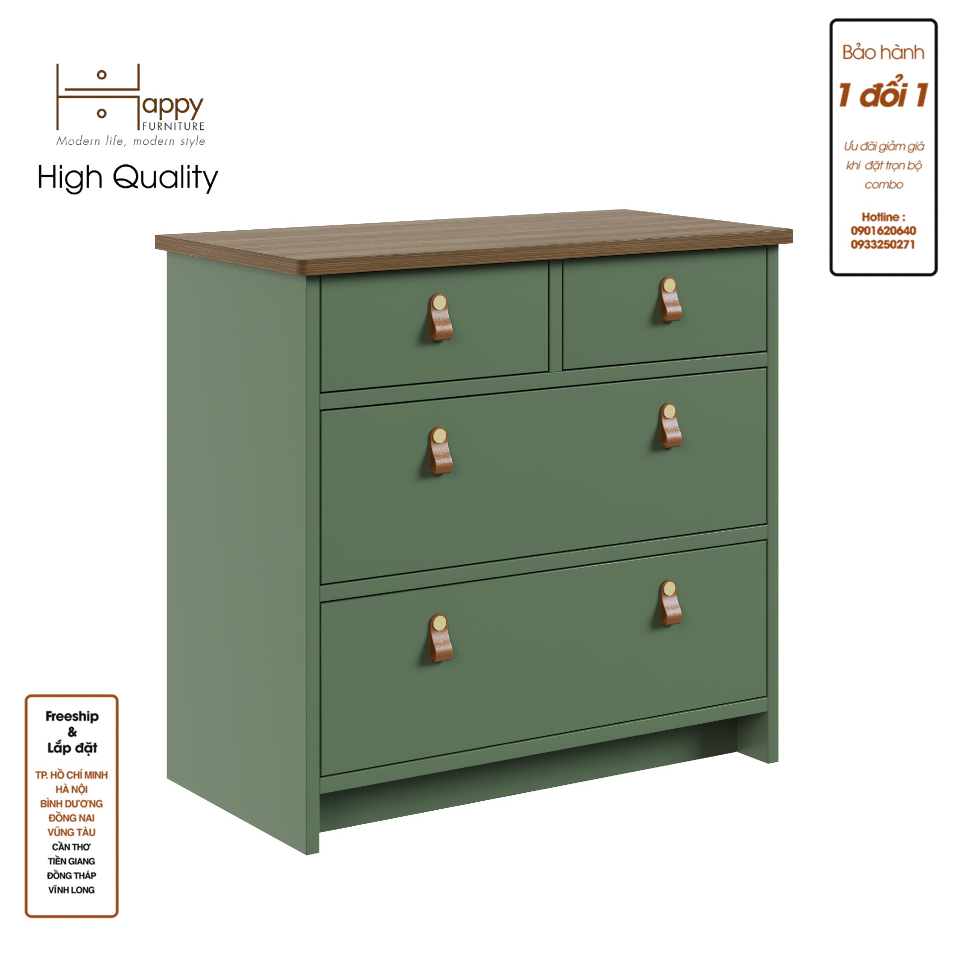 [Happy Home Furniture] NOMIA , Tủ lưu trữ 3 tầng - 4 ngăn kéo , 68cm x 35cm x 64cm ( DxRxC), THK_067