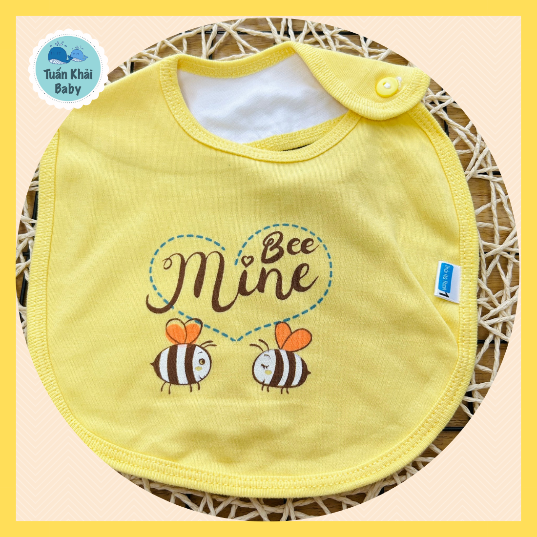 Túi 3 Cái Yếm Sơ Sinh 2 Lớp Cotton Thái Hà Thịnh - TomTombaby - Chất vải mềm mại, thấm hút tốt - 1 Size cho bé 0-12 Tháng