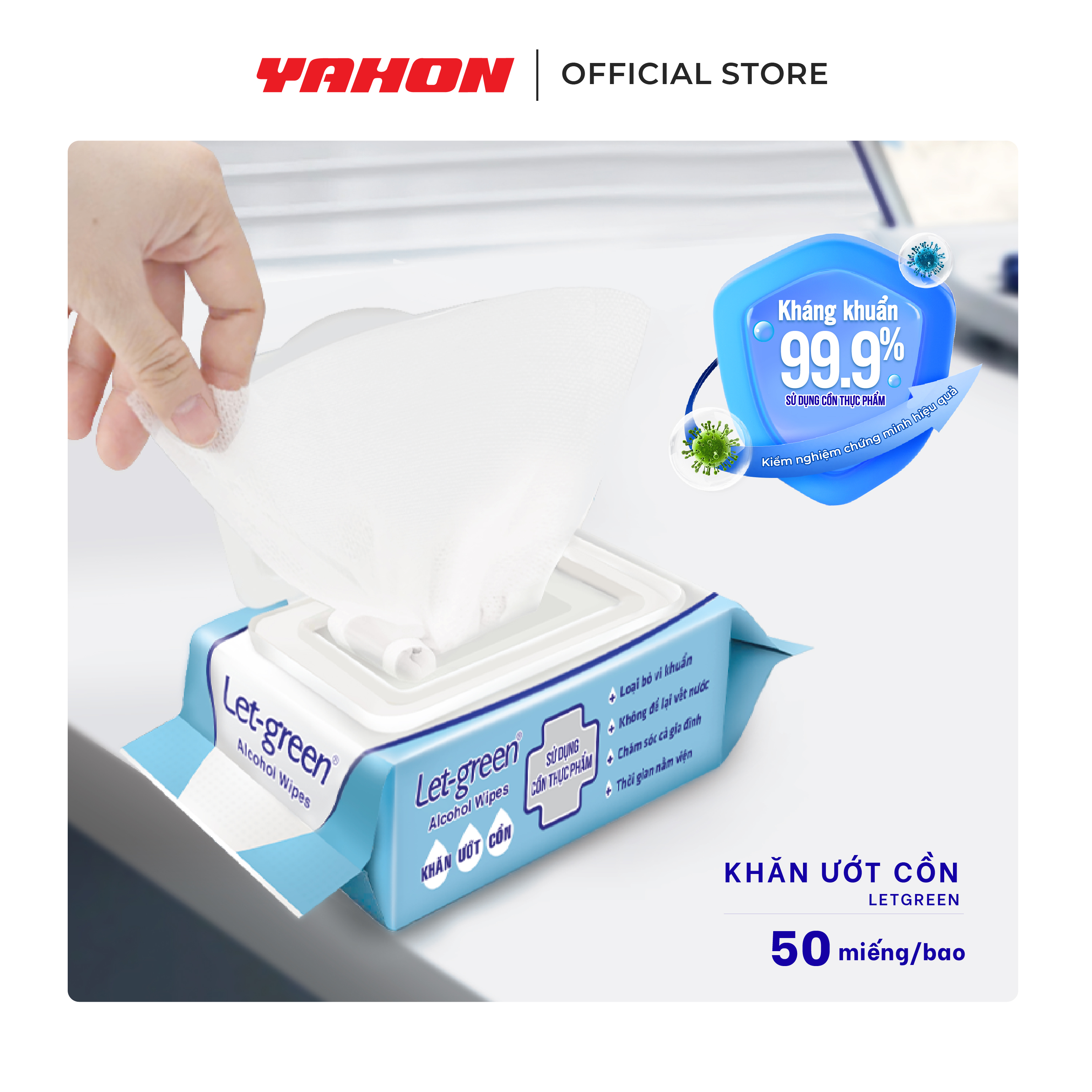 Combo Khăn Ướt Cồn LET-GREEN 50 Miếng/Bao