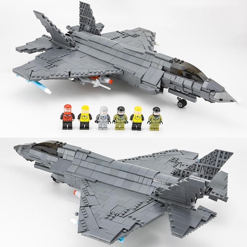 Đồ chơi Lắp Ráp May Bay Tàng hình Hoa Kỳ F-35, Mingdi 9003 Lightning II Lockheed Martin, Xếp hình thông minh