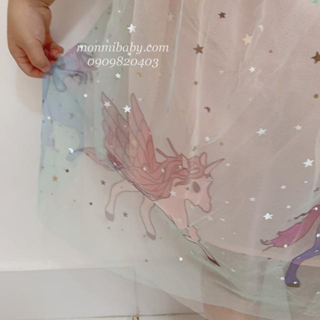 VÁY ĐẦM VOAN UNICORN LOẠI 1 - IN NGỰA PONY CHO BÉ