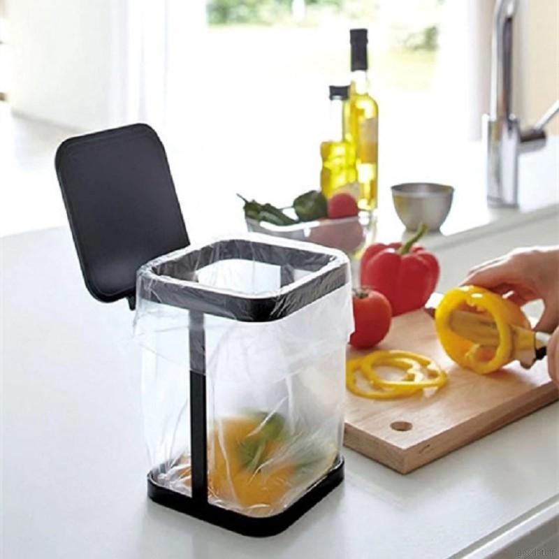 Thùng Rác Nắp Lật Để Bàn Màu Trắng Đen