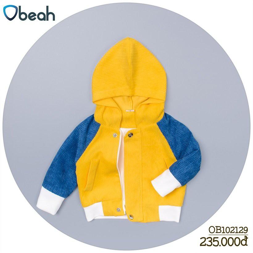 Áo Jacket nhung tay Jaclag Obeah phối màu Vàng - Navy Fullsize 59 đến 90 cho bé yêu từ 0 đến 2 tuổi