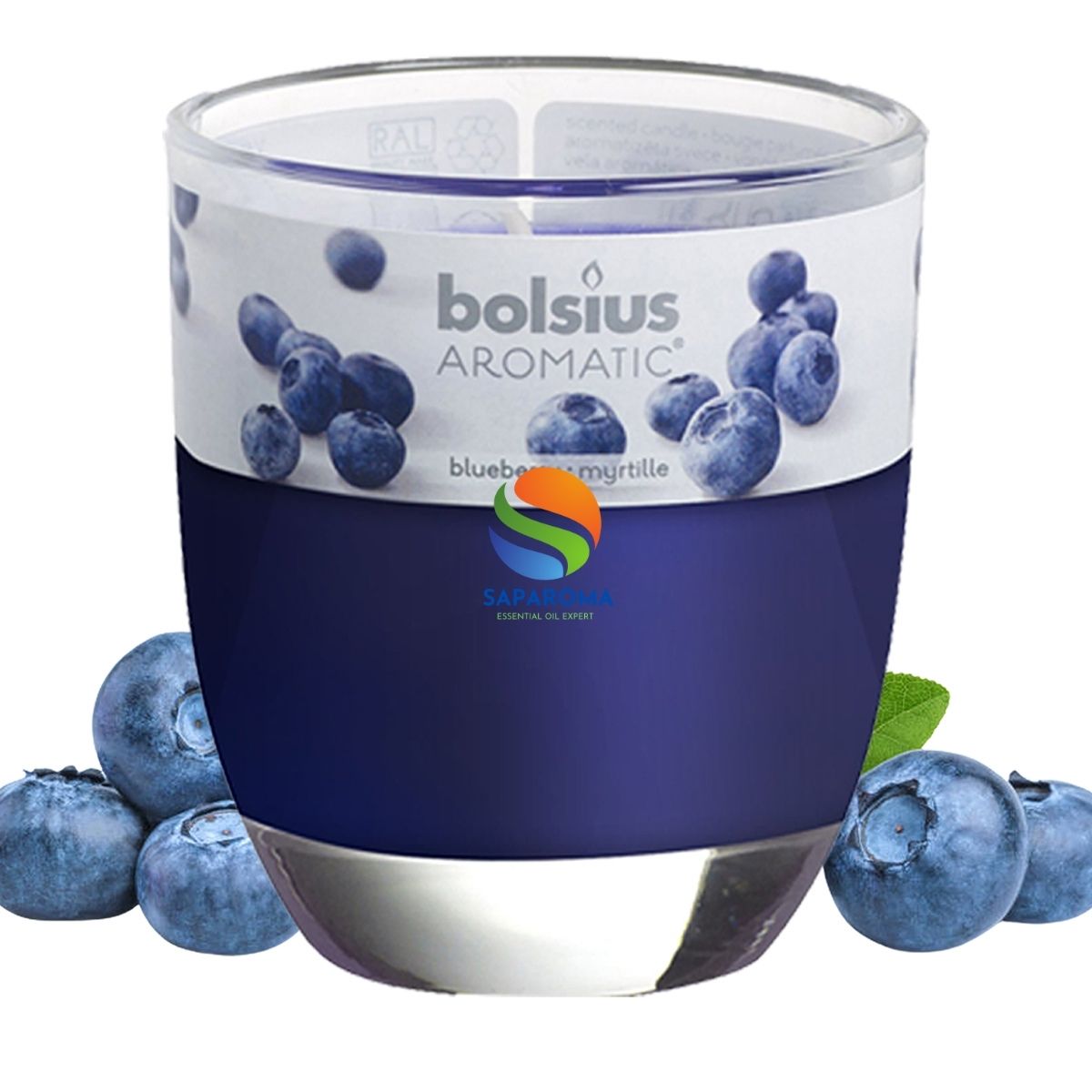Ly nến thơm tinh dầu Bolsius Blueberry 105g QT024348 - hương việt quất, nến trang trí, thơm phòng, thư giãn, Hỗ trợ khử mùi