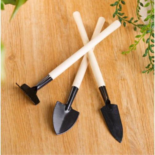 Bộ 3 dụng cụ làm vườn tiện dụng size mini có tay cầm bằng gỗ