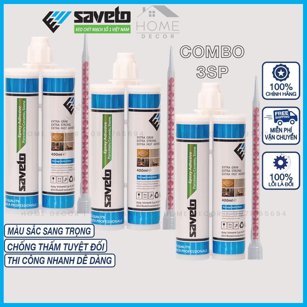 COMBO 3 chai keo chà ron, keo chít mạch Saveto 2 thành phân Epoxy xuất xứ Italy 400ml.