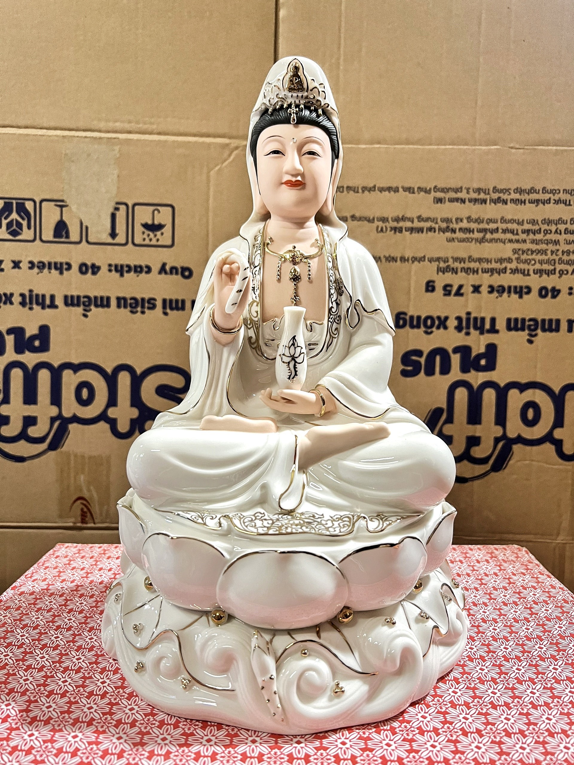 Tượng Quan Âm Sứ Trắng Cao Cấp Nhập khẩu cao 30cm