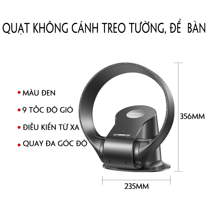 Quạt Điện Không Cánh Đa Năng, Quạt Điện Không Cánh Tăng Áp An Toàn Với Trẻ Nhỏ Có Điều Khiển Từ Xa Ngả 120 Độ