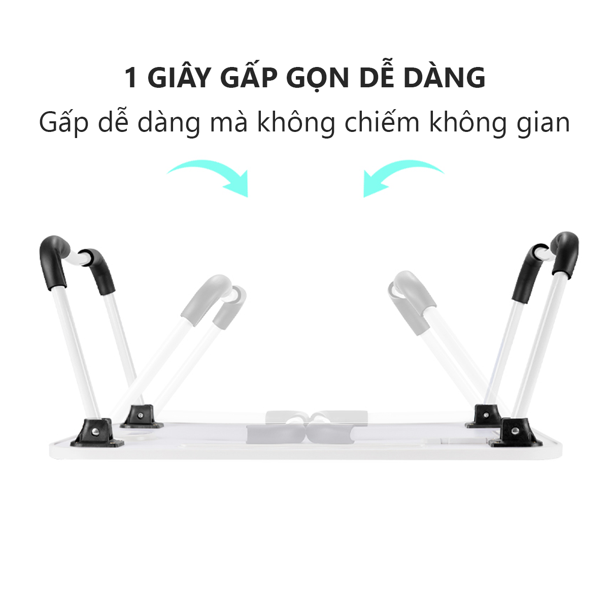 Bàn học sinh gấp gọn thông minh có khe máy tính bảng, khay để ly và tay cầm - chân bàn sơn tĩnh điện