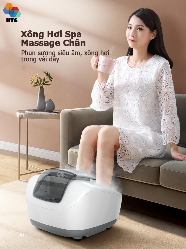 Máy xông hơi massage chân Leerkang LEK-818S massge nhiệt hồng ngoại 3 cấp, ánh sáng UV làm trắng khử trùng, có thể kết hợp sử dụng thảo dược, 4 in 1, hàng chính hãng