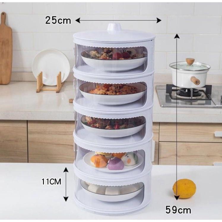 Lồng Bàn Nhiều Tầng, Giữ Nhiệt Đậy Thức Ăn Thông Minh 4 Tầng Dựng Thức Ăn Và 1 Tầng Dựng Rau Củ- Smarthome GG