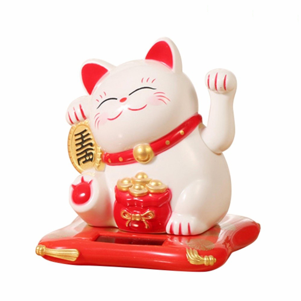 Mèo Thần Tài Vẫy Tay Tự Động Năng Lượng Mặt Trời