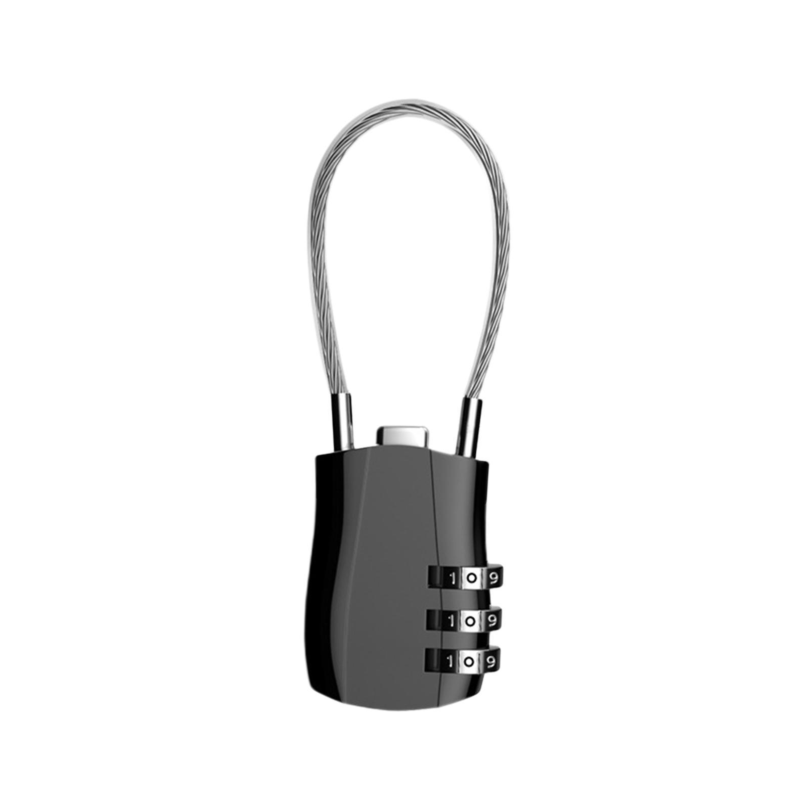 3 Digit Combination Lock Metal Cable Password Lock for Cabinets Bags Luggage