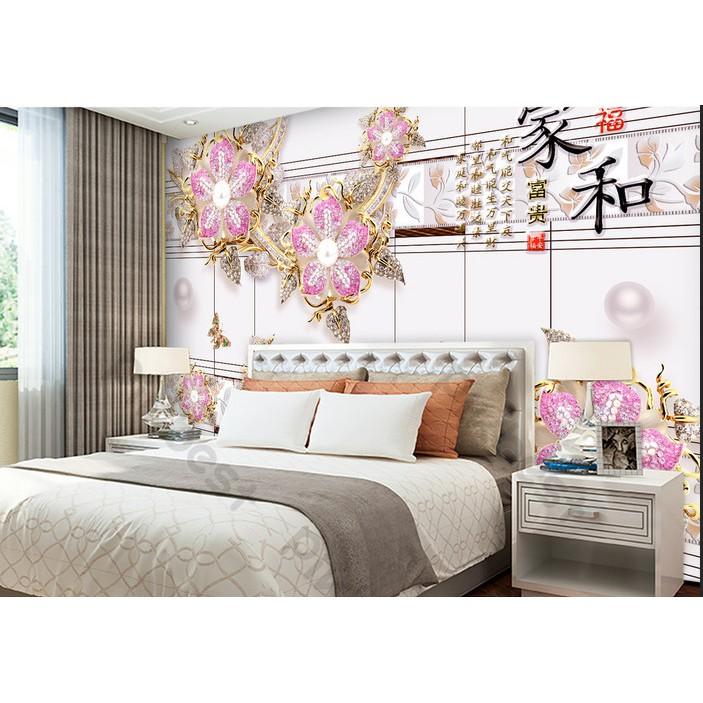 Tranh dán tường Hoa bướm trang sức thời trang, tranh dán tường 3d hiện đại MS1182030