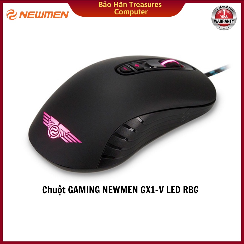 Chuột Gaming NEWMEN GX1-V LED RBG 16.8 triệu màu, cảm biến quang học Avago 4000 DPI - Hàng Chính Hãng