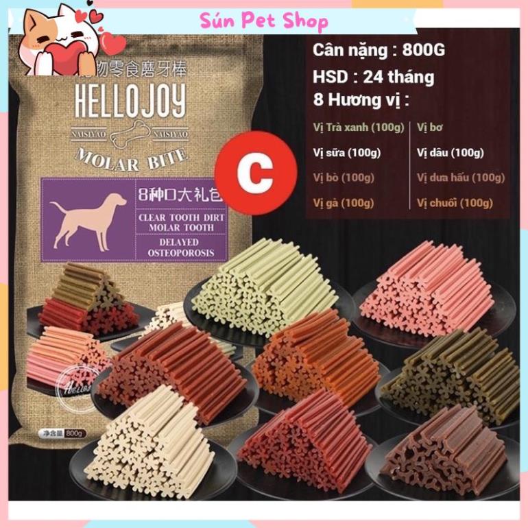 Xương gặm làm sạch răng cho chó Hello Joy gói 800gr