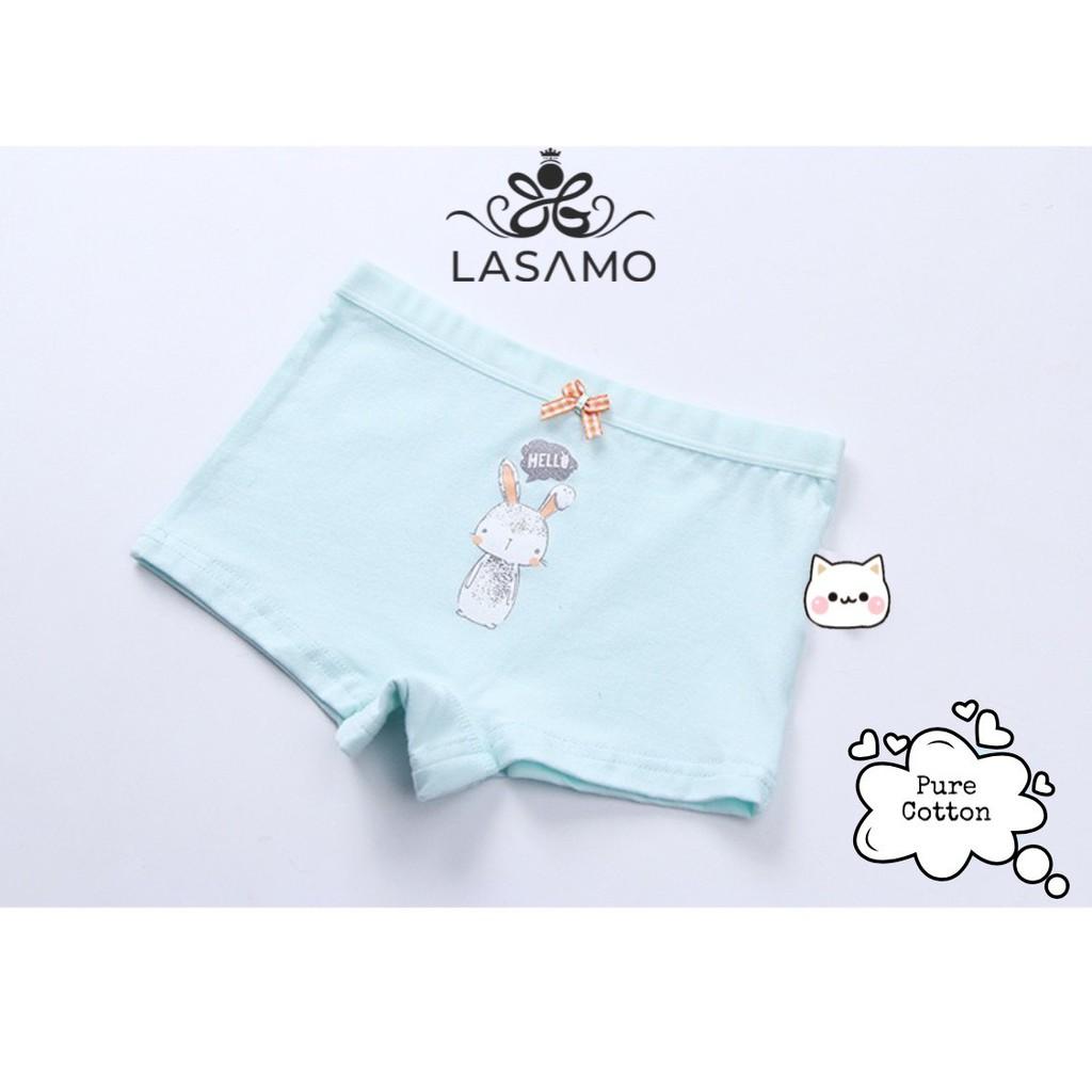 Set 4 chiếc quần chip bé gái, quần lót cho bé gái cotton cao cấp họa tiết Thỏ Bunny dễ thương hãng LASAMO mã QLB005