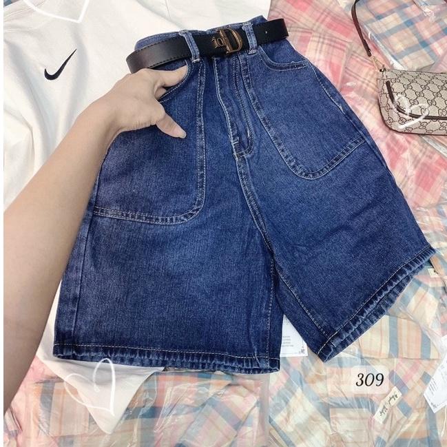 Quần Short Nữ Ống Rộng Vải Jean Đai Đeo Chéo (JNDC)