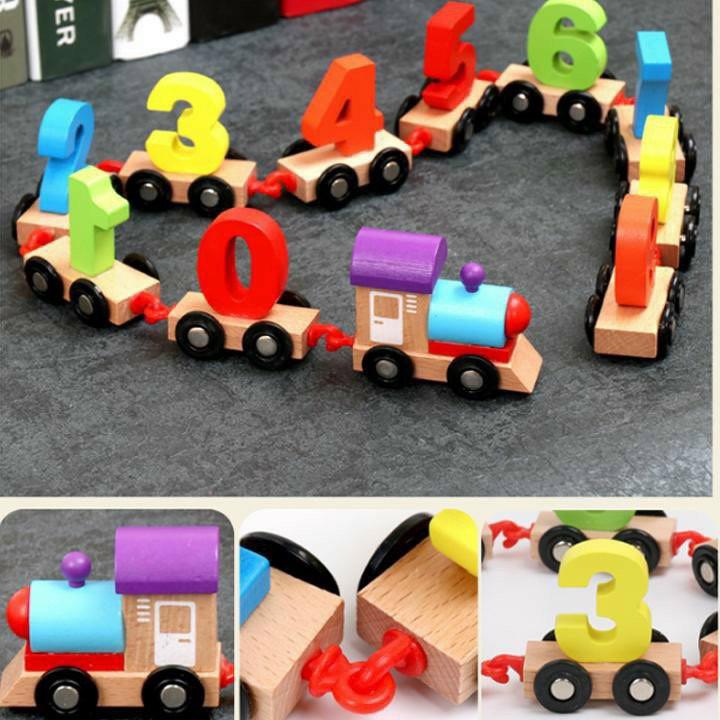 Đồ chơi đoàn tàu chở số bằng gỗ loại 1 cho bé vừa chơi vừa học
