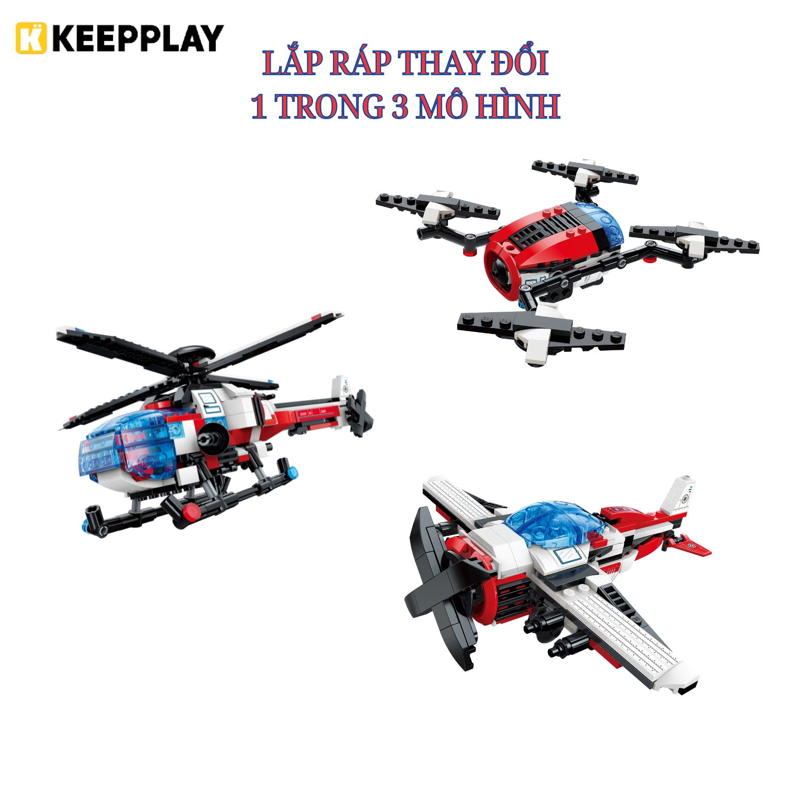 Đồ chơi lắp ráp, xếp hình K Keepplay 42116 - Máy bay biến hình (365 mảnh ghép)