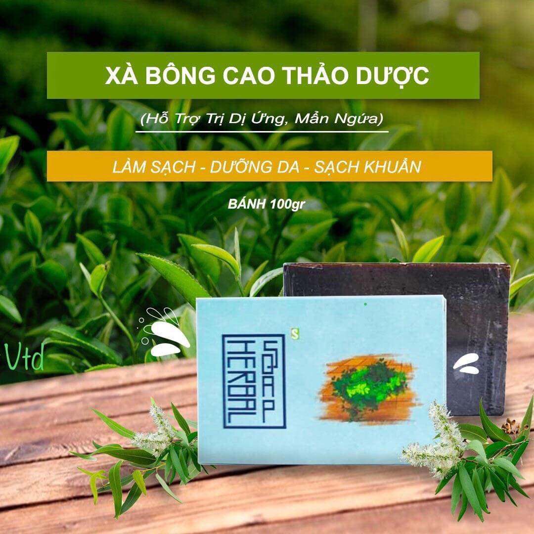 Set 3 bánh Xà Bông tắm gội đầu Sinh Dược Cao thảo dược Cho Da Dị Ứng giảm Mụn , xà phòng handmade 100% từ thảo mộc thiên nhiên 100gr