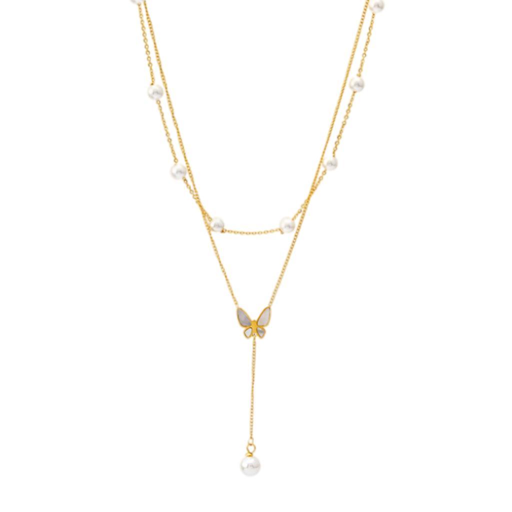 2021 2-layer Butterfly Chain Pendant Necklace Choker Women Jewelry Gifts