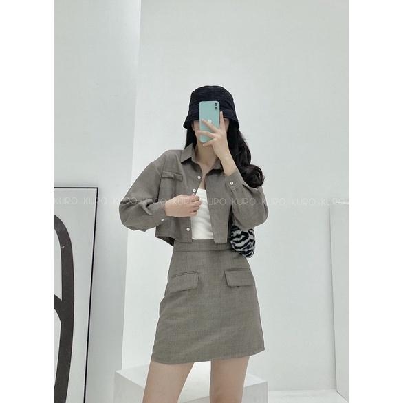 set sơ mi croptop + váy