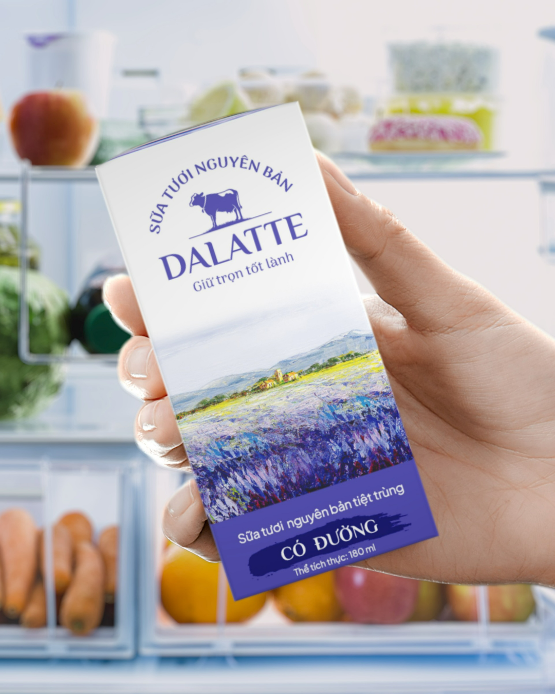 Thùng 48 hộp DALATTE 180ml SỮA TƯƠI NGUYÊN BẢN tiệt trùng - Ít đường - 48 hộp - Giữ trọn nguyên bản, trao trọn tốt lành