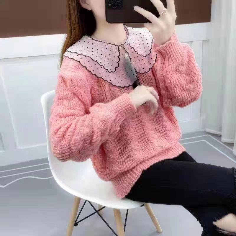 Áo Len Nữ Dệt Kim Dáng Rộng Cổ Bẻ Thiết Kế Mới Mùa Thu Đông Đẹp (D028)