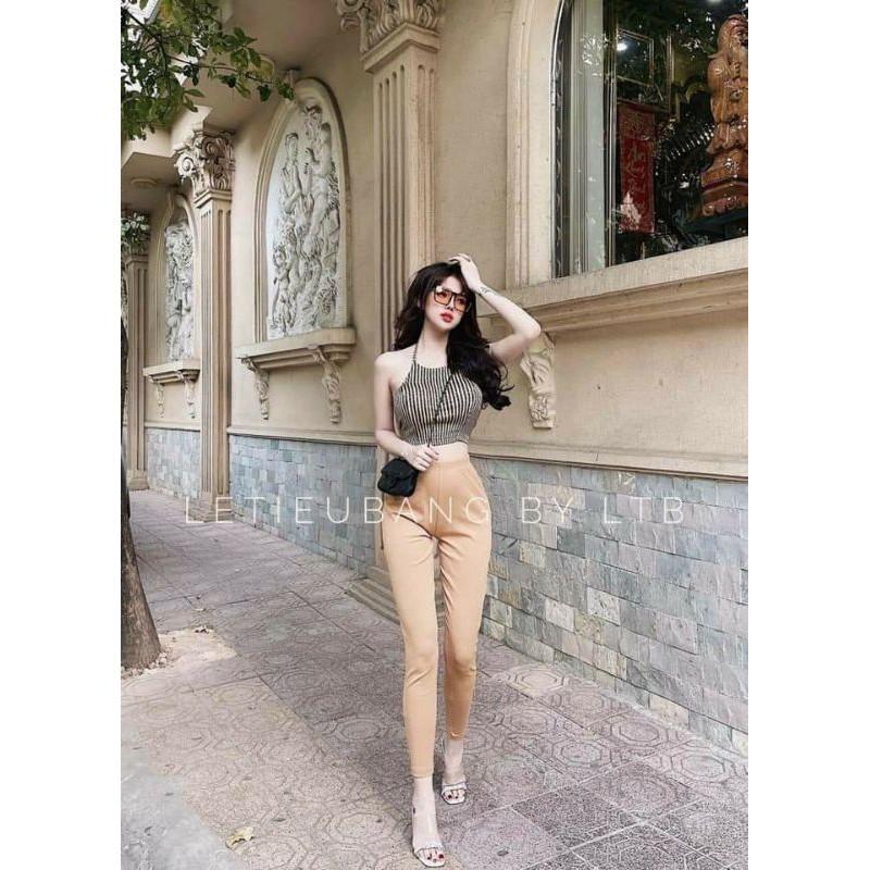sét áo yếm phi cột nơ lưng quần legging
