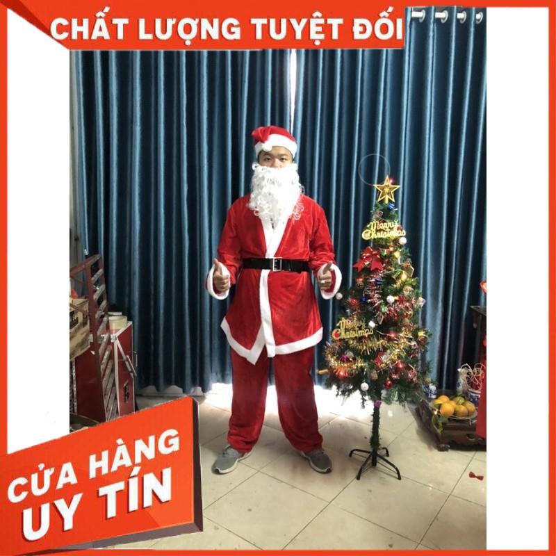 Trang phục Ông già Noel Có sẵn Ảnh thật hàng vải Nhung