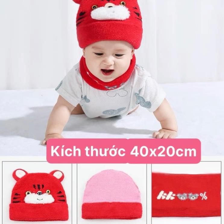 Bộ khăn mũ len lông thỏ, set 2 chi tiết khăn + mũ cho bé yêu - HOT