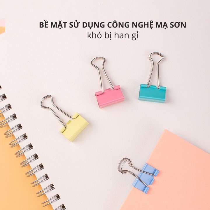 Set 40 kẹp giấy BINDER CLIPS 19mm , nhiều màu ( có hộp )