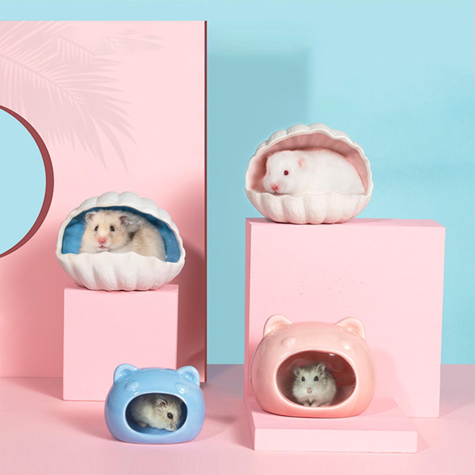 Small Pet Ceramic Hamster House Hedgehog Bunny Sleeping Bed Summer