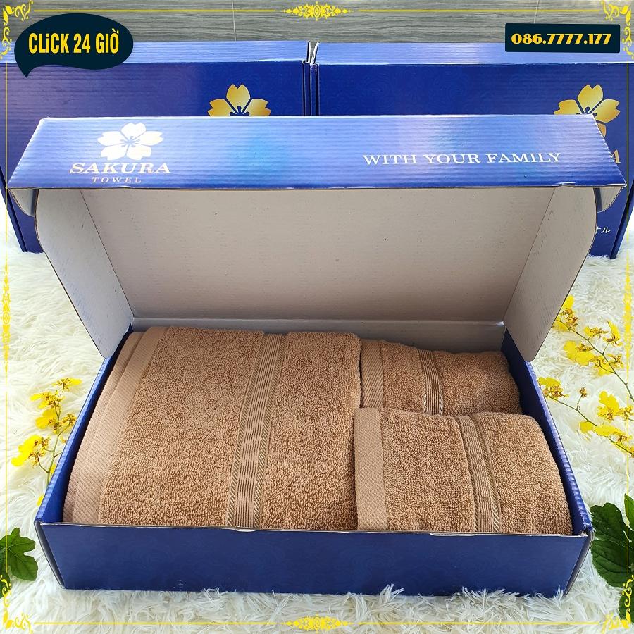 Bộ Khăn Nhật Sakura Cao Cấp - 3 Màu Lựa Chọn