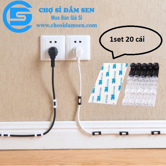 Nẹp dây điện dán tường treo giữ cố định dây sạc, cáp sạc thông minh, bộ kẹp đi dây điện 20 cái có kèm keo dán G170-NepDD